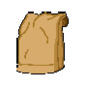 Breakfast paper lunch bag pixel art vector illustration Stock Illustration