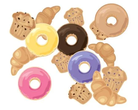 Breakfast pastries Stock Illustration