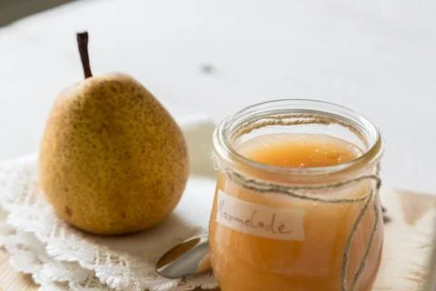 Breakfast with pear jam Stock Photos