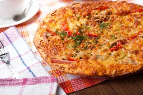 Breakfast pizza with cheese Stock Photos