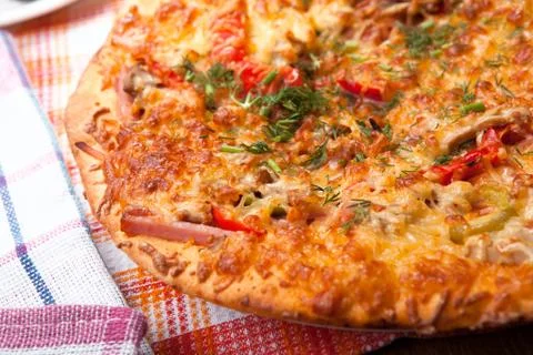 Breakfast pizza with cheese Foto stock