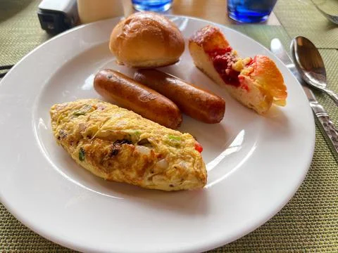 Breakfast plate on a table Stock Photos