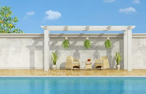 Breakfast by the pool Illustrazione stock
