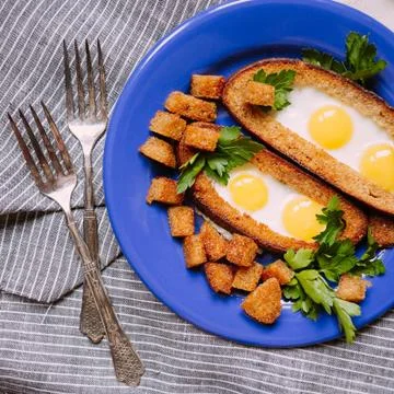 Breakfast with quail eggs Stock Photos