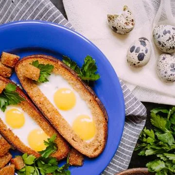Breakfast with quail eggs Stock Photos