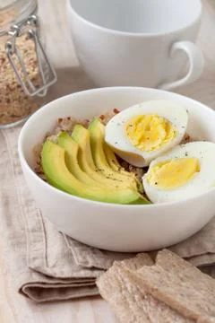 Breakfast with quinoa, egg Stock Photos