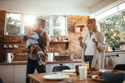 Breakfast is ready, boys! Stock Photos