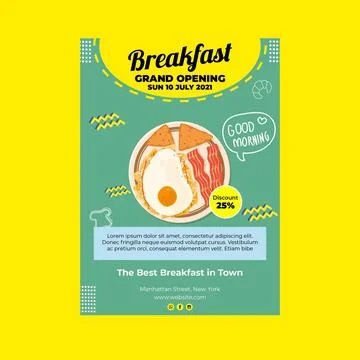 Breakfast restaurant a5 flyer Illustrazione stock