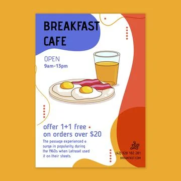Breakfast restaurant flyer Illustrazione stock