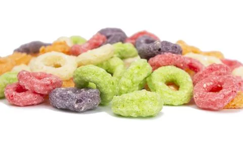 Breakfast rings flake circles multicolor background food Stock Photos