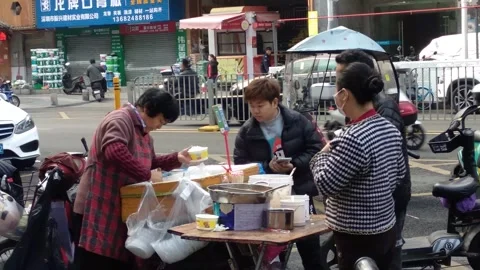 Breakfast roadside stall Video stock 296315793