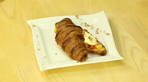 Breakfast rotates on wood background Stock Footage 42915828