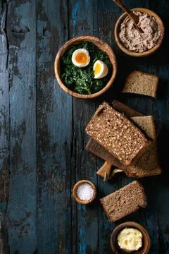 Breakfast with rye bread Stock Photos