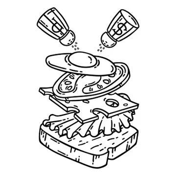 Breakfast. Sandwich with egg. Stock Illustration