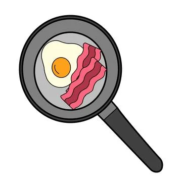 Breakfast with scrambled eggs, bacon and lettuce leaves.Healthy breakfast plate Illustrazione stock