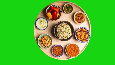 Breakfast scrambled eggs, bread toast, tomatoes and beans on a plate. Top v.. Stock Footage 264137834