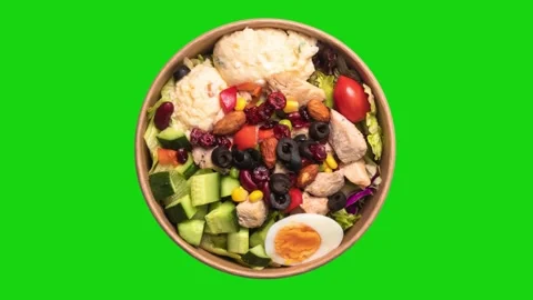 Breakfast scrambled eggs, bread toast, tomatoes and beans on a plate. Top v.. Video stock 264137839