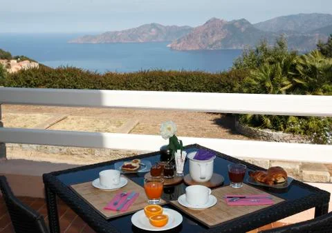 Breakfast on the sea Stock Photos