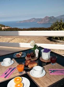 Breakfast on the sea Stock Photos