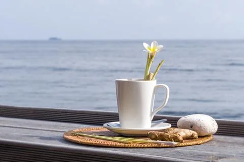 Breakfast by the sea. Foto stock