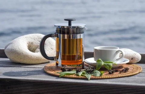 Breakfast by the sea. Foto stock