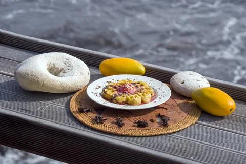 Breakfast by the sea. Foto stock