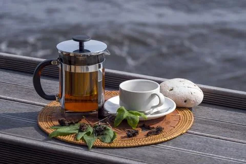 Breakfast by the sea. Foto stock