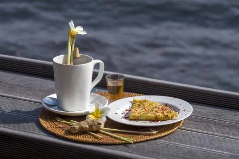 Breakfast by the sea. Foto stock