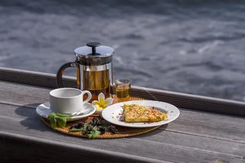 Breakfast by the sea. Foto stock