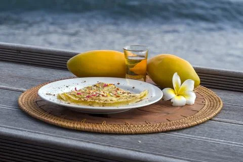 Breakfast by the sea. Foto stock