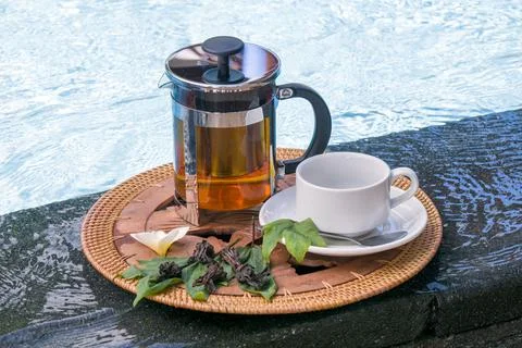 Breakfast by the sea. Foto stock
