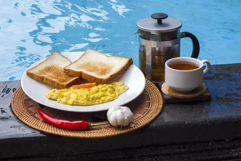 Breakfast by the sea. Foto stock