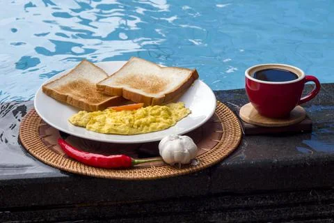 Breakfast by the sea. Foto stock
