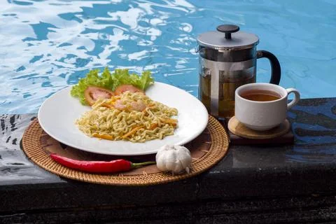 Breakfast by the sea. Foto stock