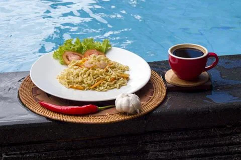Breakfast by the sea. Foto stock