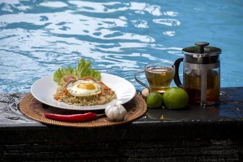 Breakfast by the sea. Foto stock