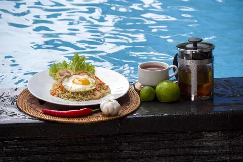 Breakfast by the sea. Foto stock