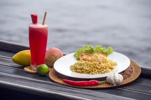 Breakfast by the sea. Foto stock