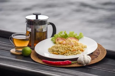 Breakfast by the sea. Foto stock