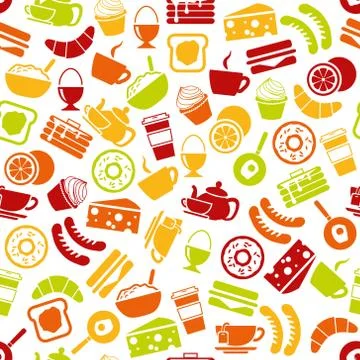 Breakfast seamless pattern Stock Illustration