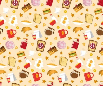 Breakfast Seamless Pattern Illustrazione stock
