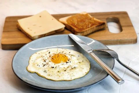Breakfast served on the kitchen table Stock Photos