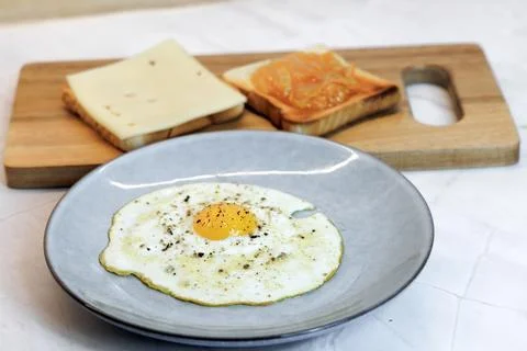 Breakfast served on the kitchen table Stock Photos