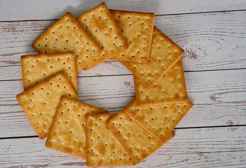 Breakfast serving of cream crackers Stock Photos