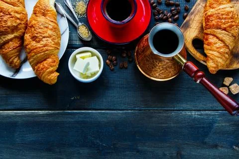 Breakfast set background Stock Photos