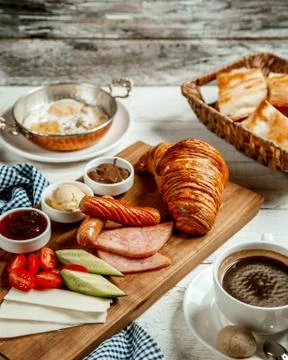 Breakfast set with coffee Stock Photos