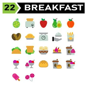 Breakfast set include sauce, tomato, ketchup, bottle, breakfast, apple, fruit Stock Illustration
