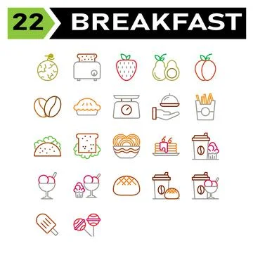 Breakfast set include sauce, tomato, ketchup, bottle, breakfast, apple, fruit Stock Illustration
