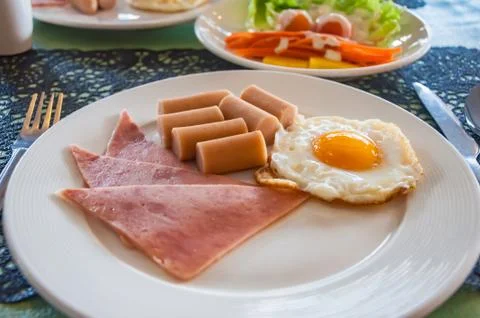 Breakfast set with salad Stock Photos