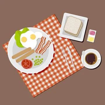 Breakfast set. Top view. Stock Illustration